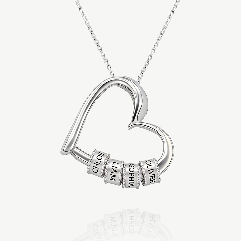 The Engraved Beads Heart Necklace