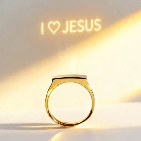 The Secret Light Projection Ring gold band close up
