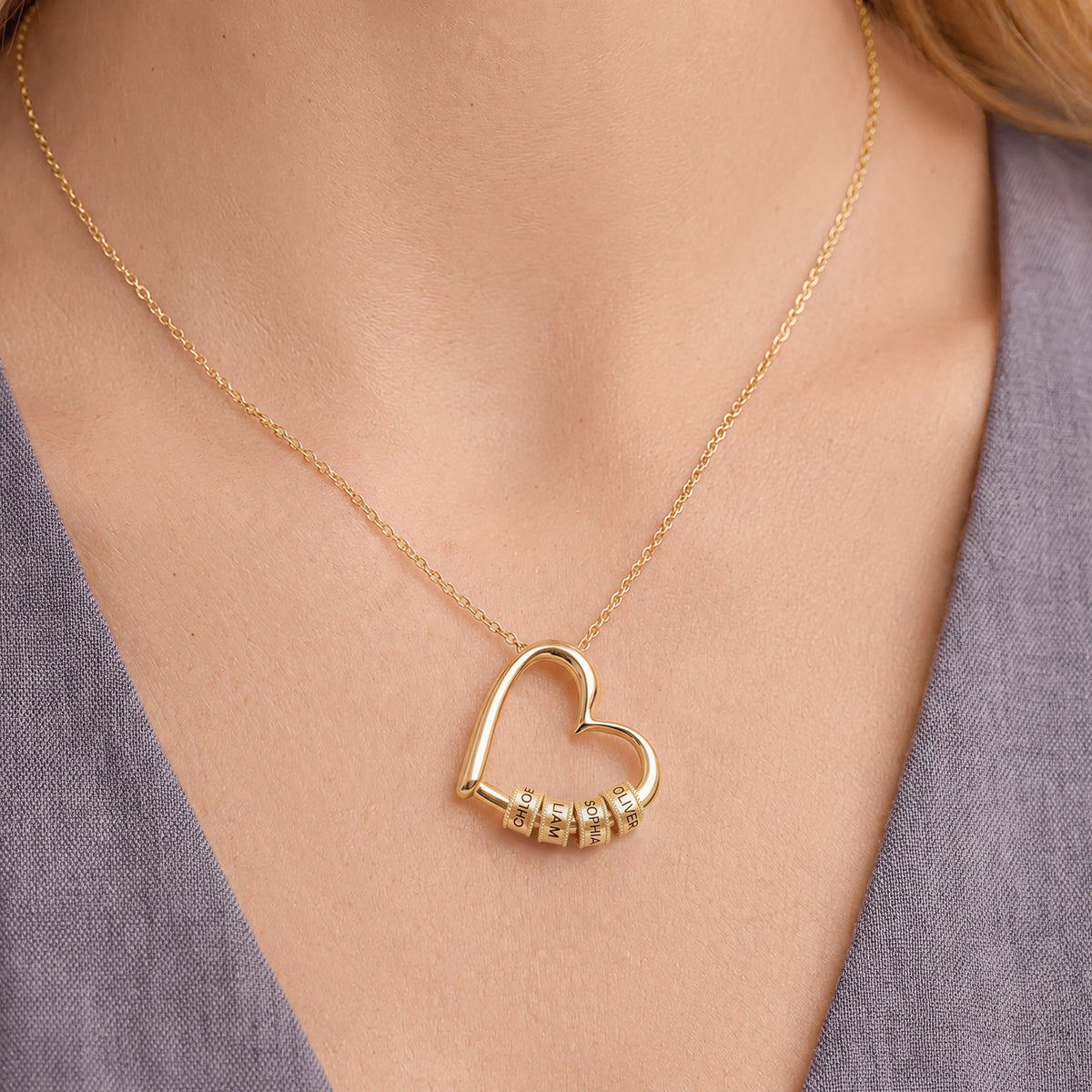 The Engraved Beads Heart Necklace