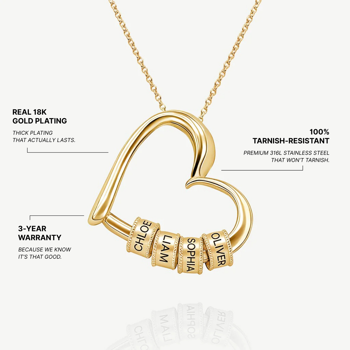 The Engraved Beads Heart Necklace