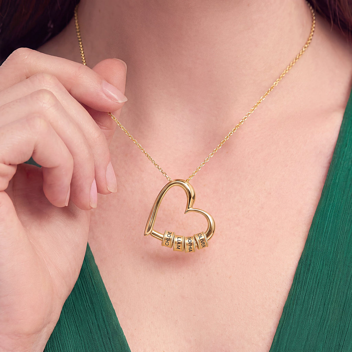 The Engraved Beads Heart Necklace