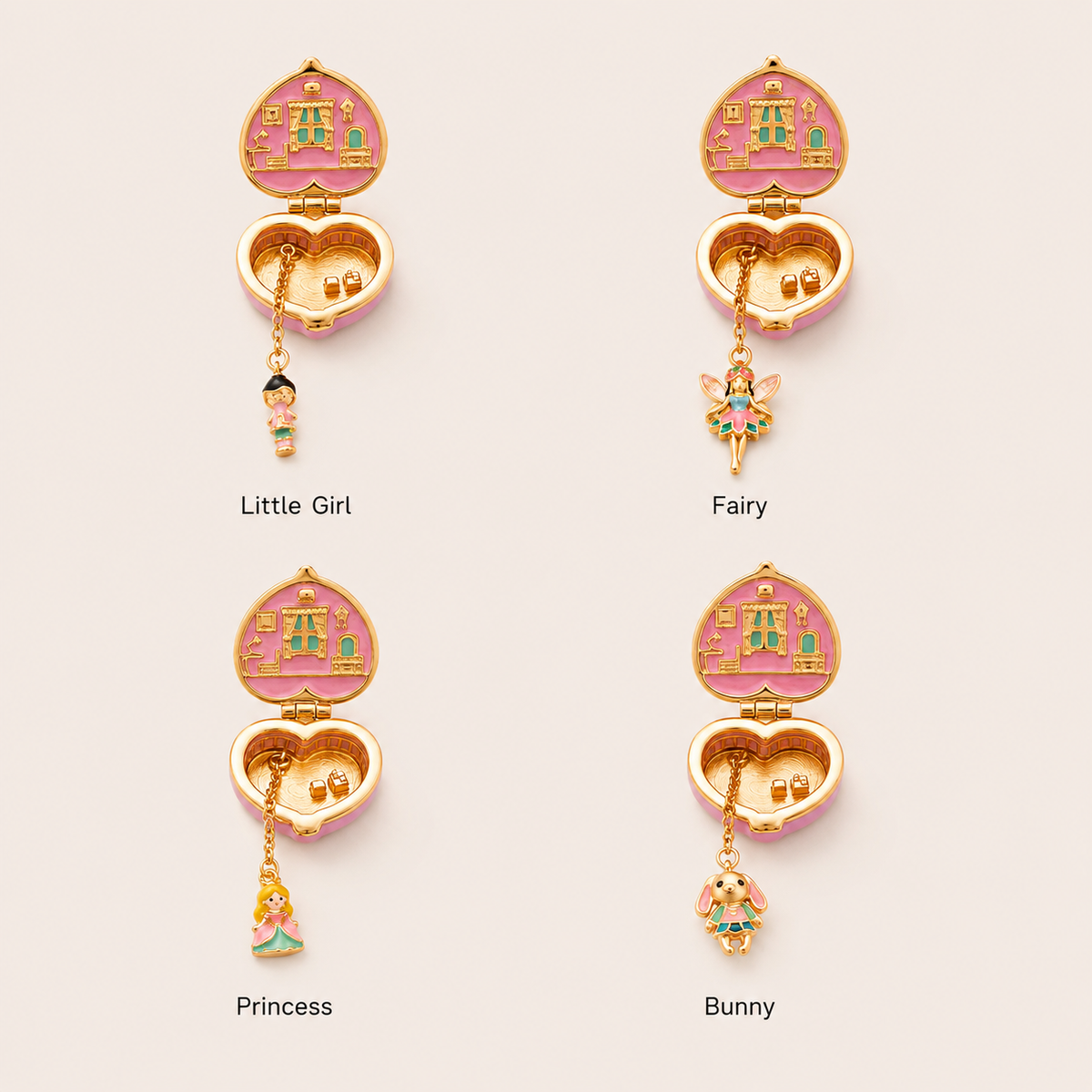 The Little World Locket, the four charms to choose from