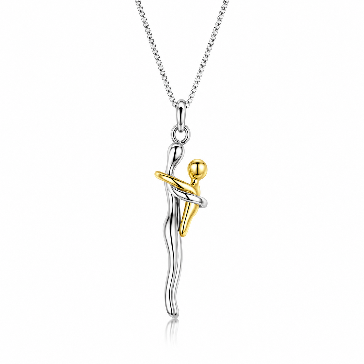 The Embrace Necklace silver and gold mom and kid #Necklace design_Mom and Kid