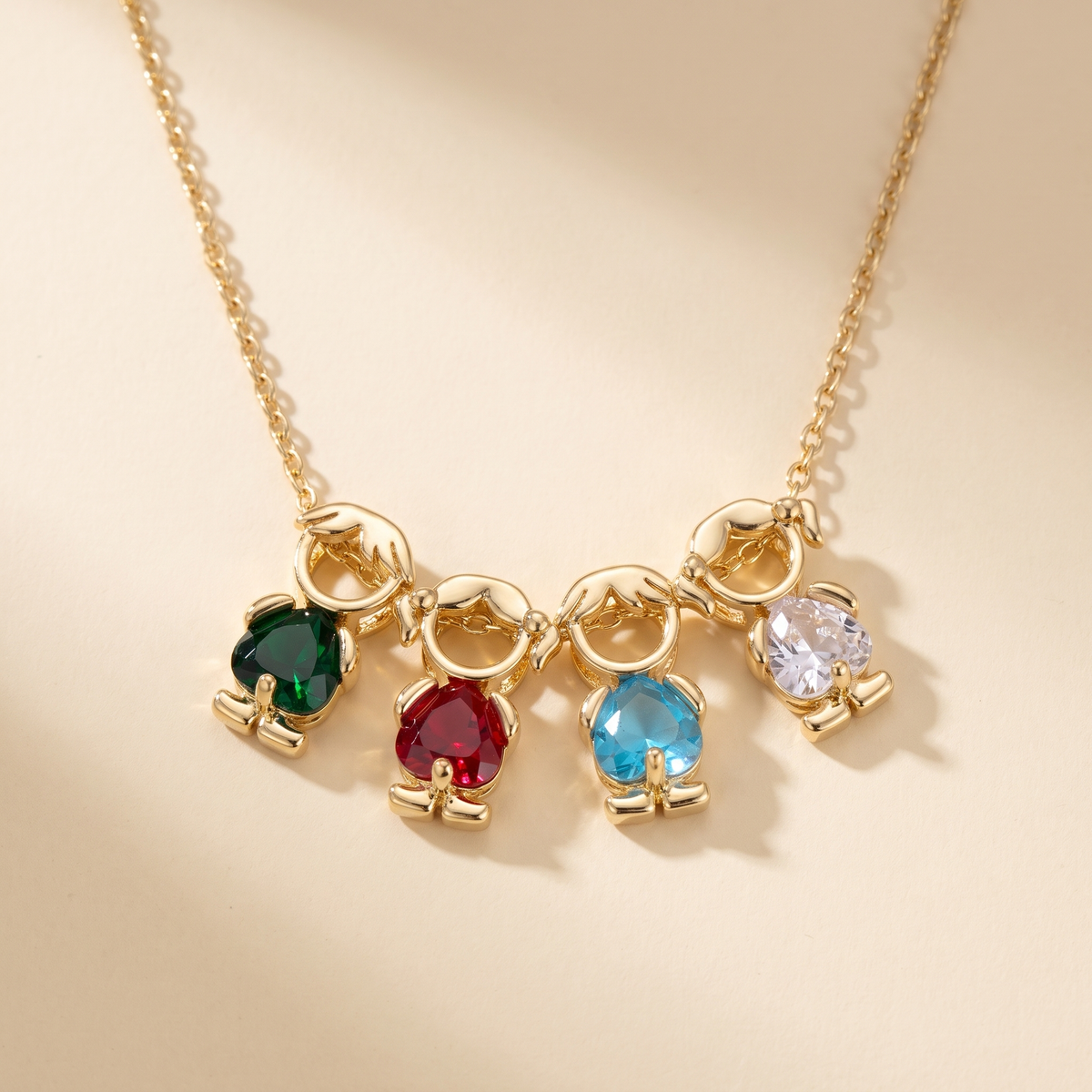 Forever Mine Necklace with four birthstone charms