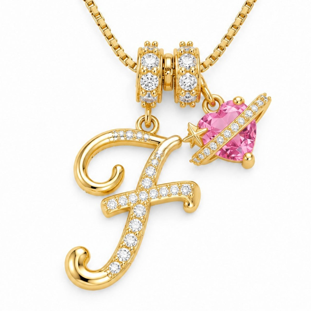 The Sweetheart Initial Necklace Gold letter F