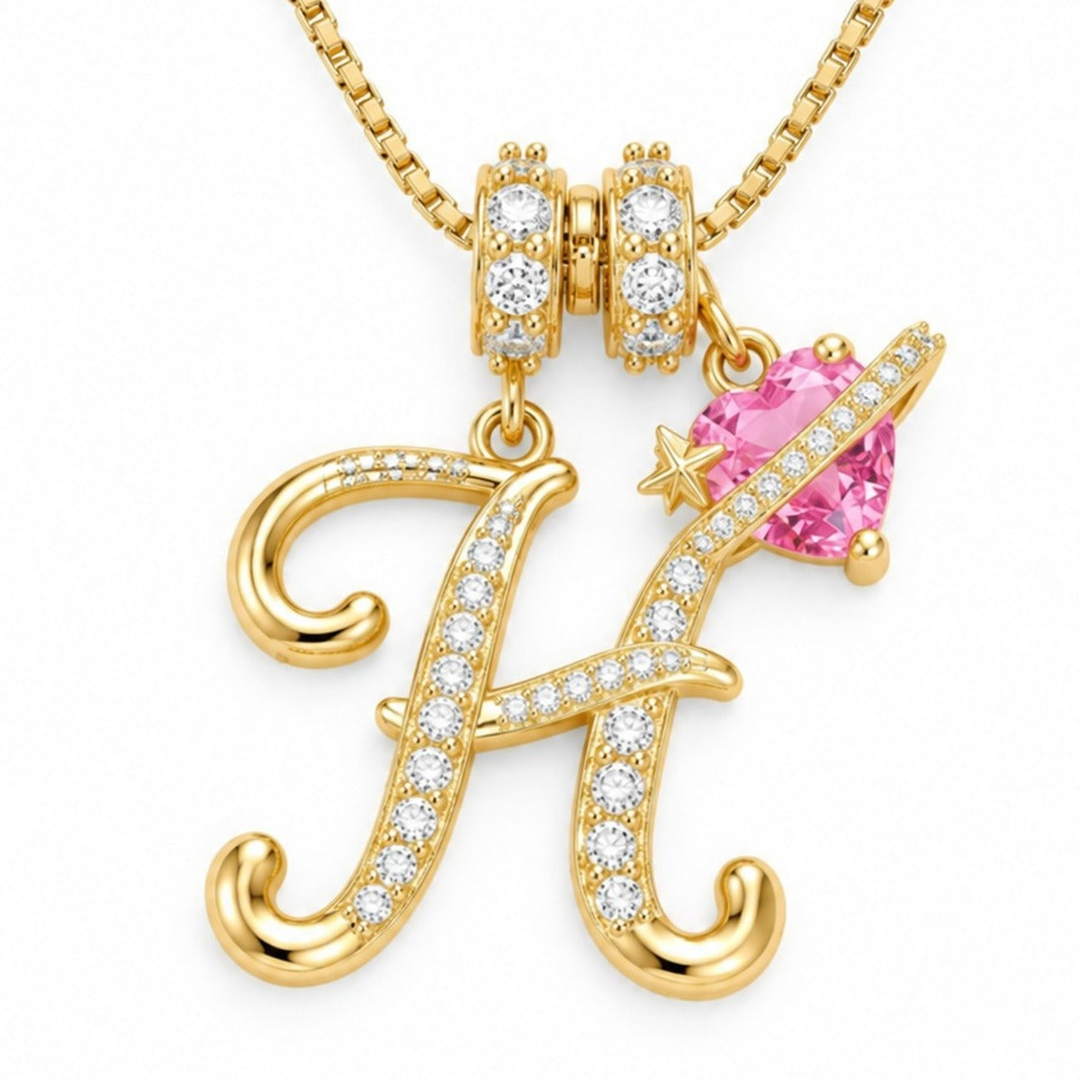 The Sweetheart Initial Necklace Gold letter H
