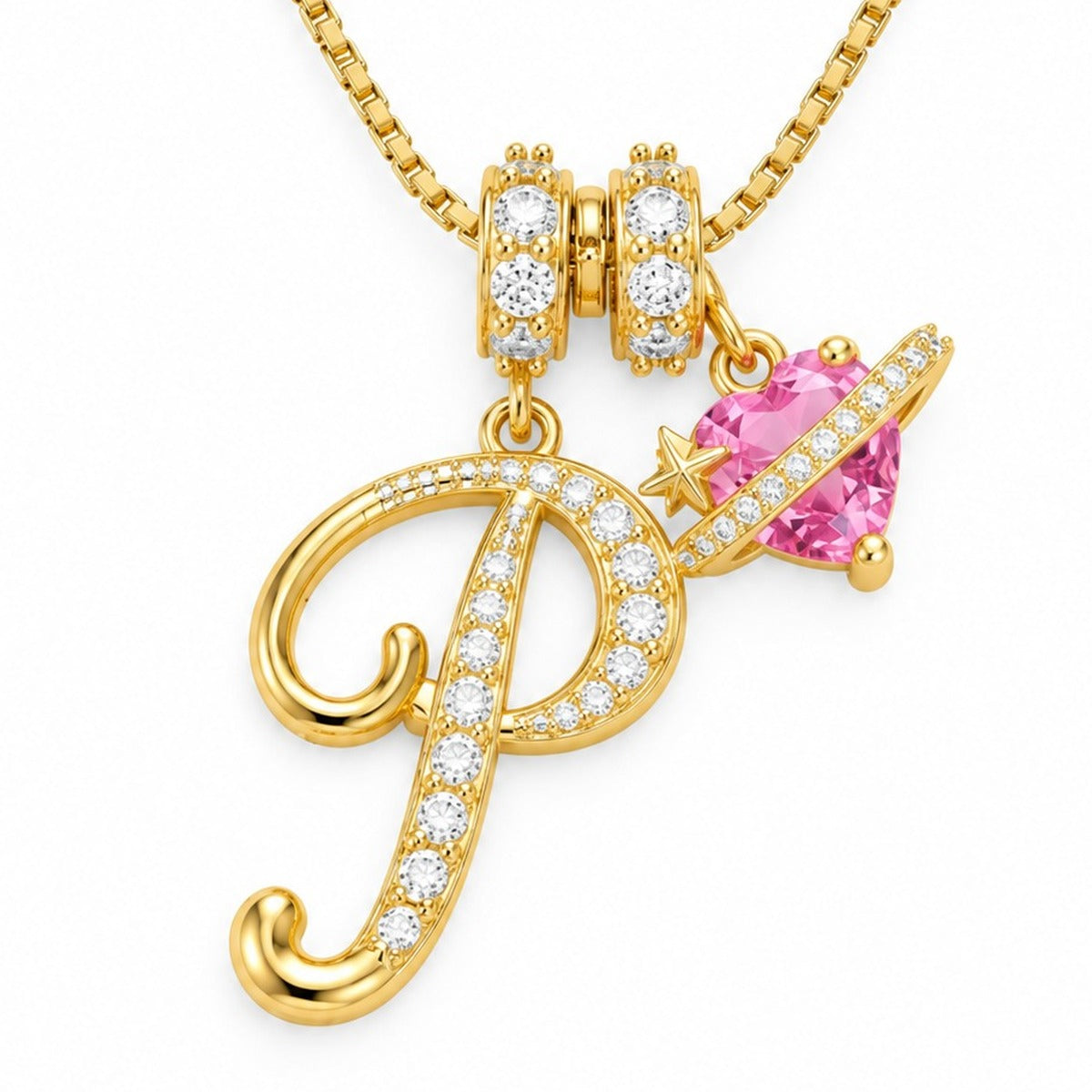 The Sweetheart Initial Necklace Gold letter P