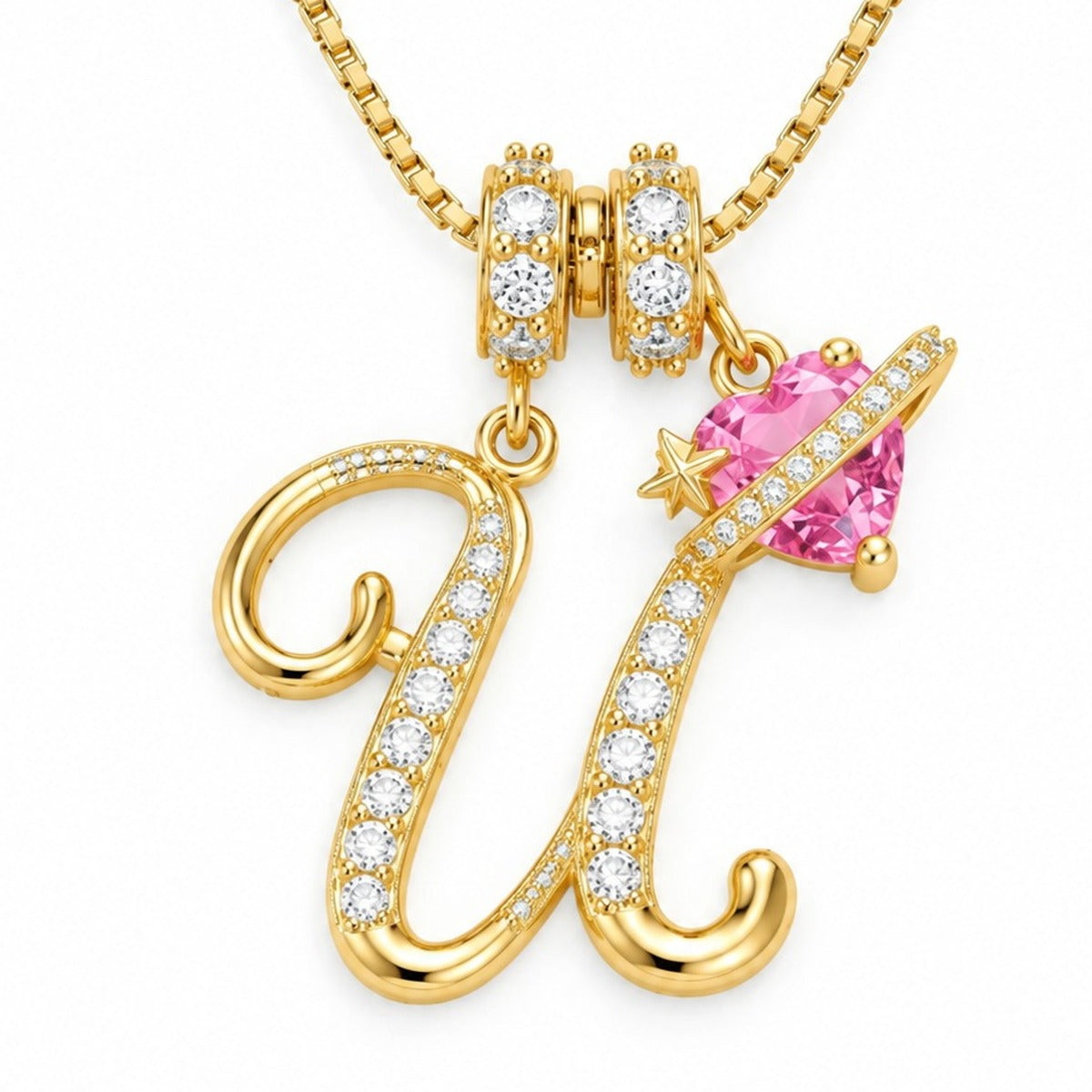 The Sweetheart Initial Necklace Gold letter U