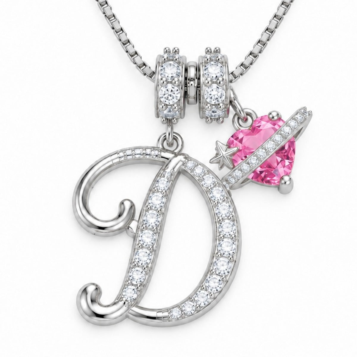 The Sweetheart Initial Necklace Silver letter D