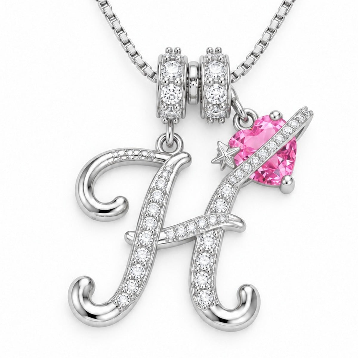The Sweetheart Initial Necklace Silver letter H