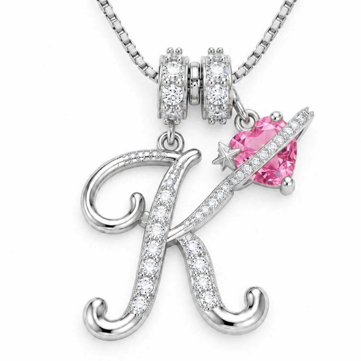 The Sweetheart Initial Necklace Silver letter K