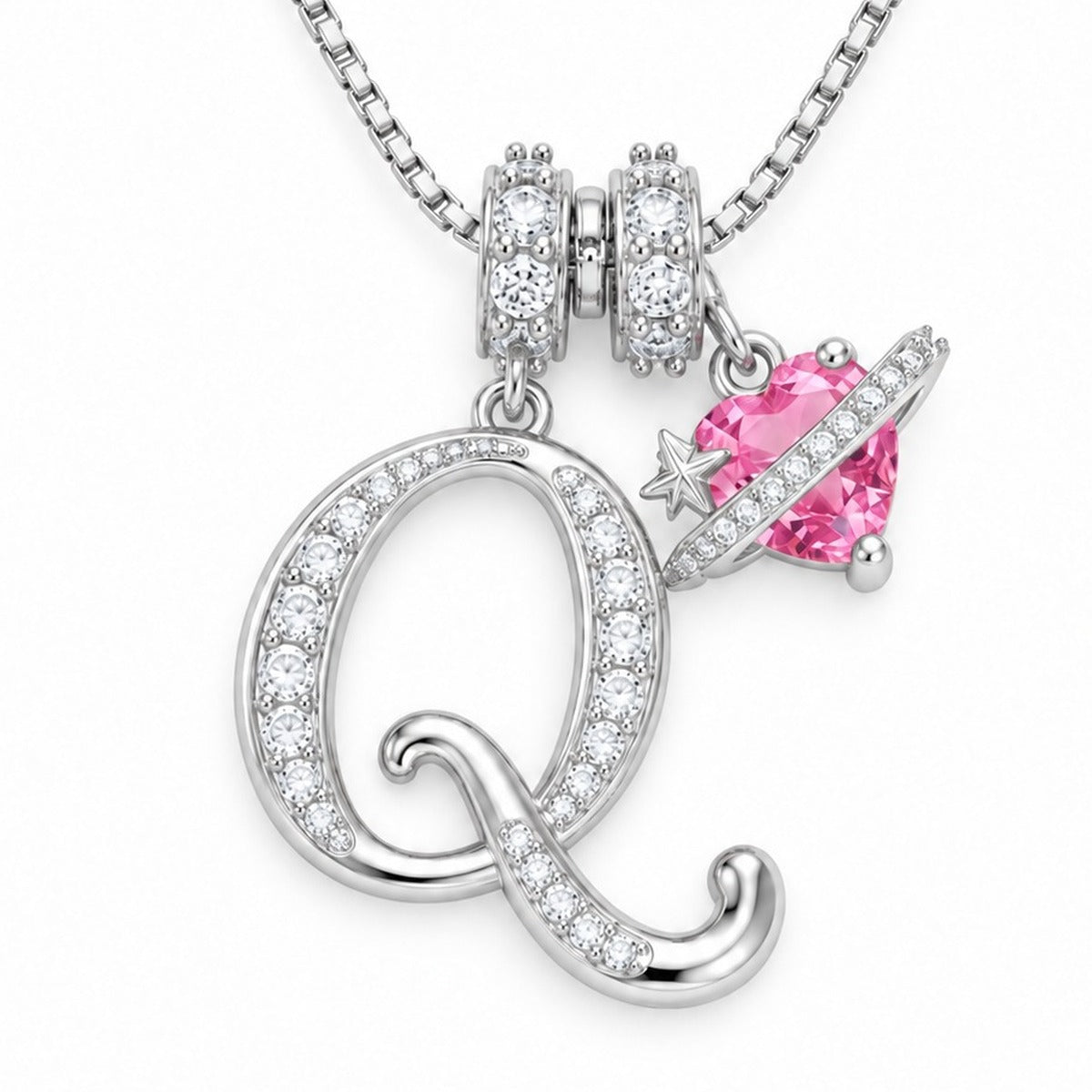 The Sweetheart Initial Necklace Silver letter Q
