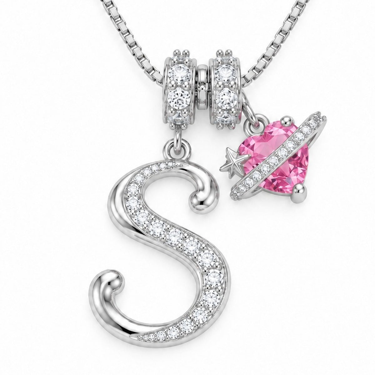 The Sweetheart Initial Necklace Silver letter S