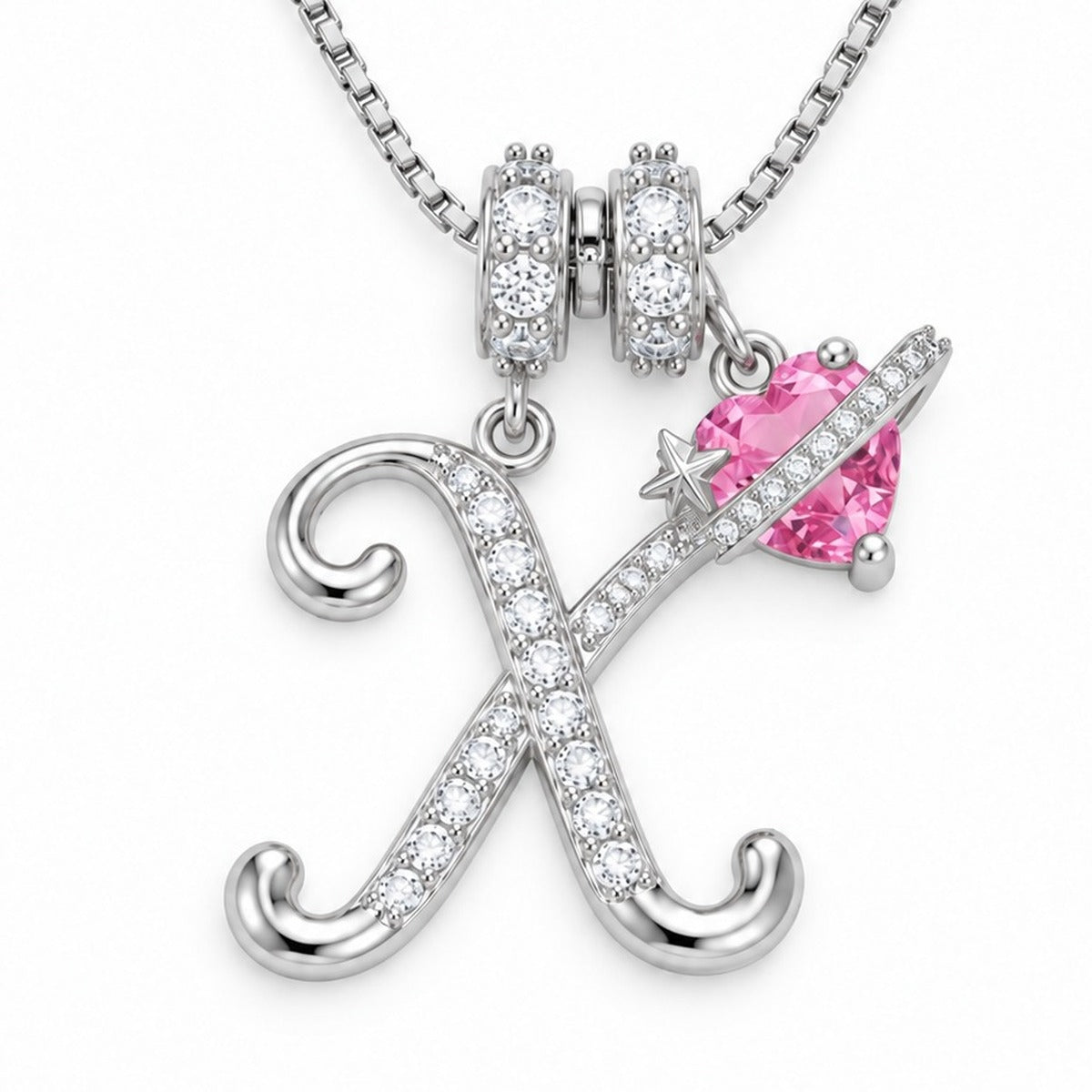 The Sweetheart Initial Necklace Silver letter X
