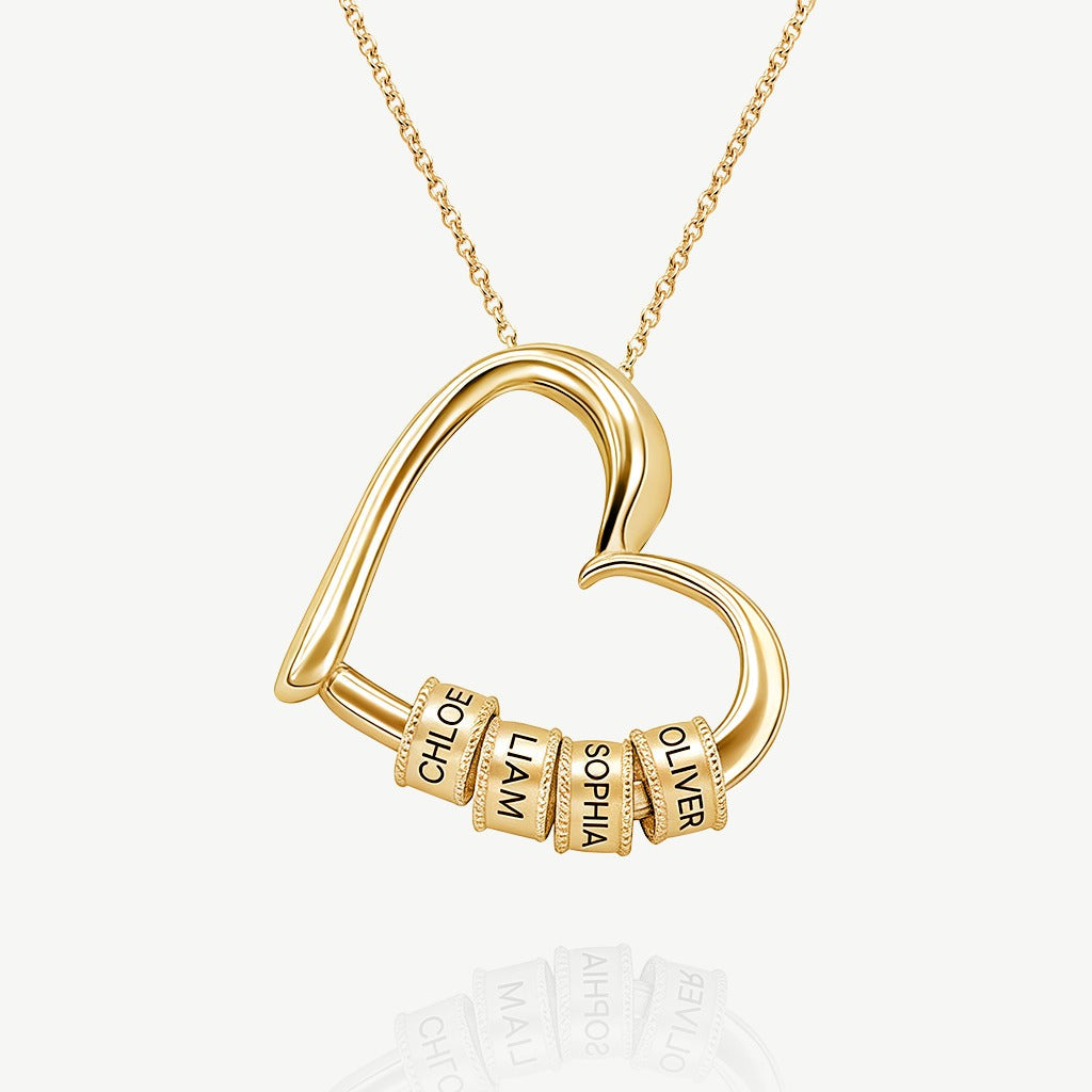 The Engraved Beads Heart Necklace