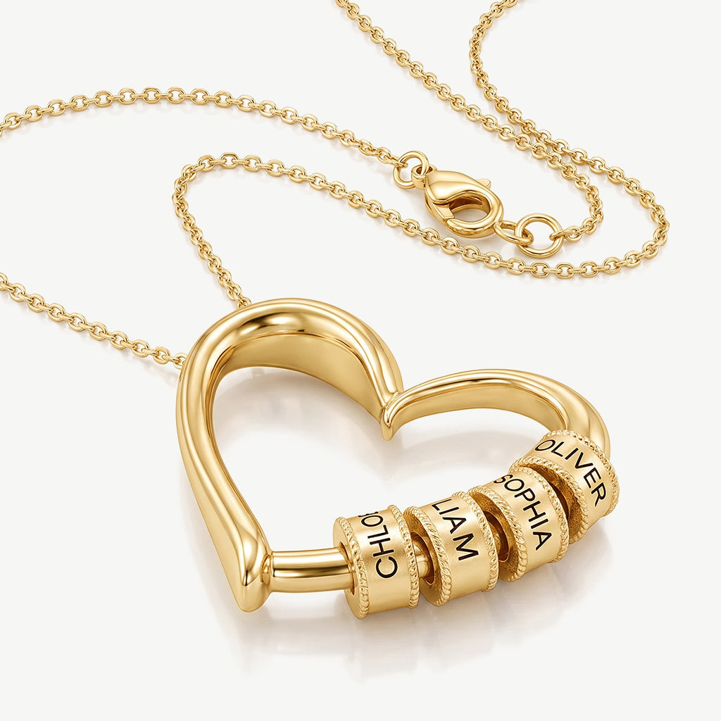 The Engraved Beads Heart Necklace
