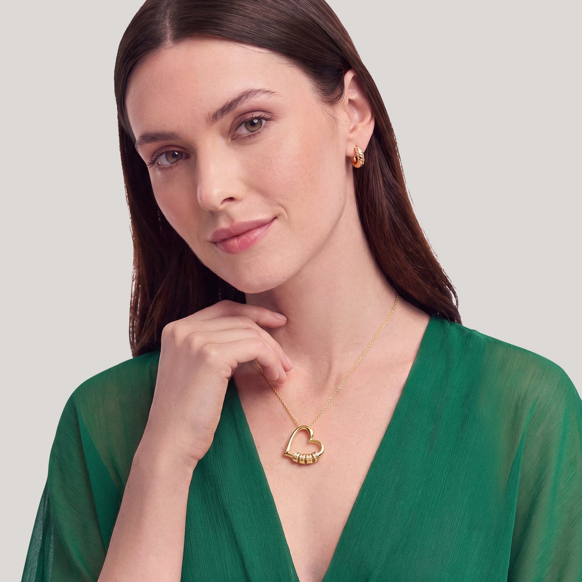 The Engraved Beads Heart Necklace
