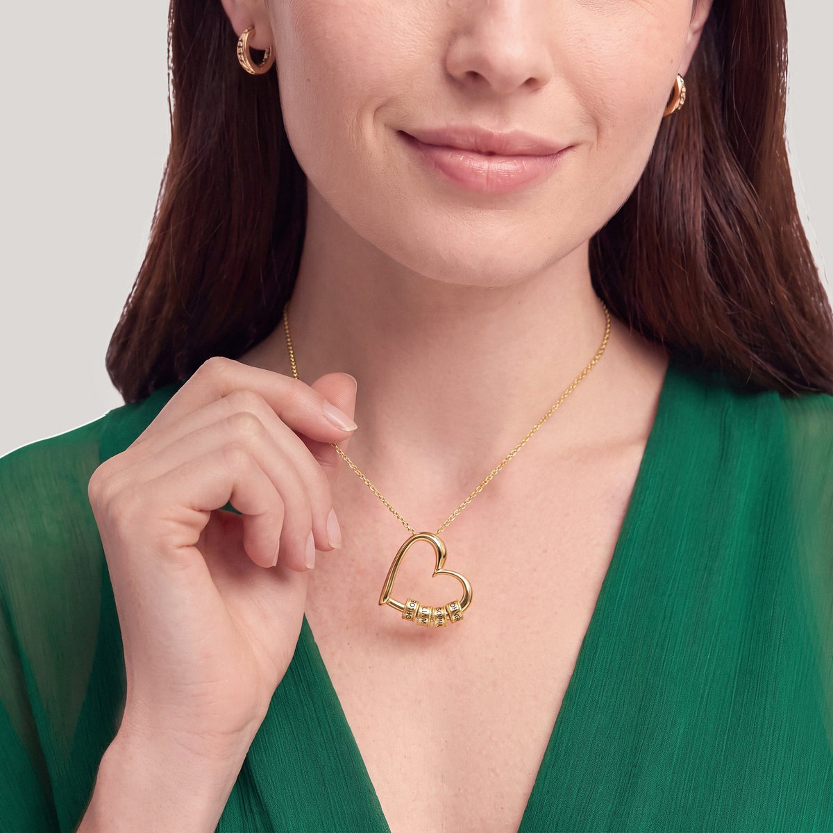 The Engraved Beads Heart Necklace