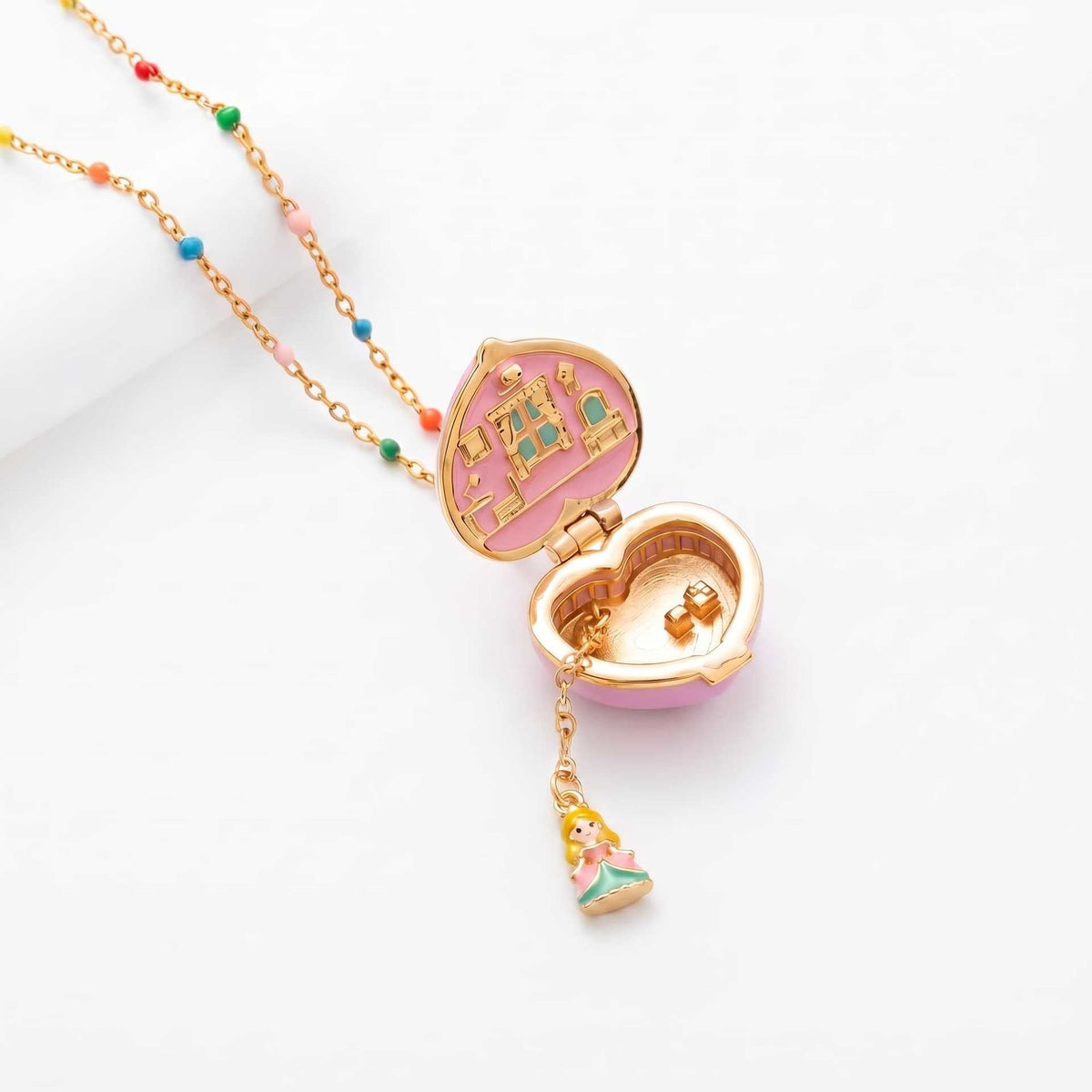 The Little World Locket shown on the full chain