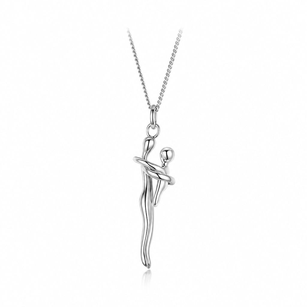 The Embrace Necklace all silver mom and kid #Necklace design_Mom and Kid