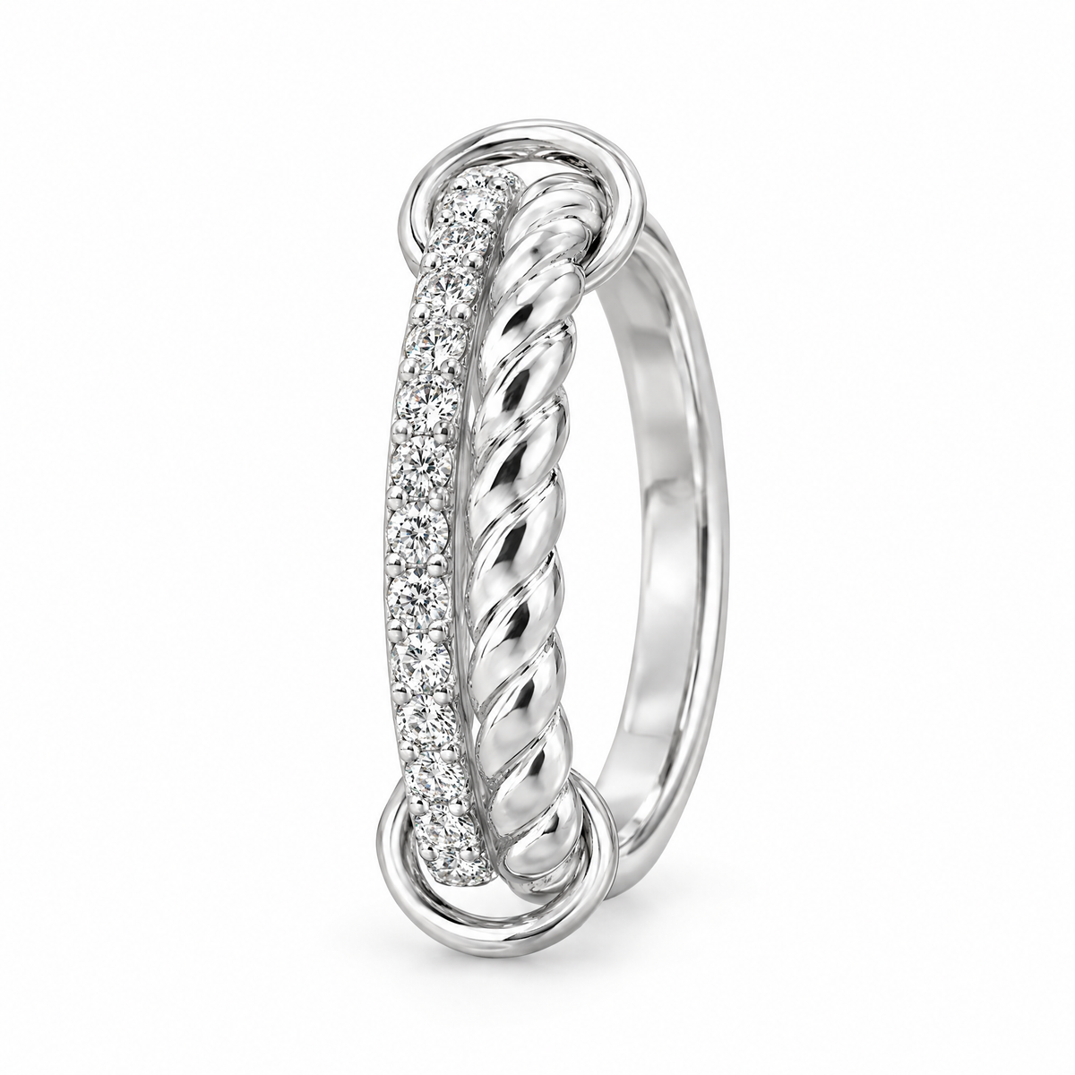 The Intertwined Ring (Silver), spinning ring