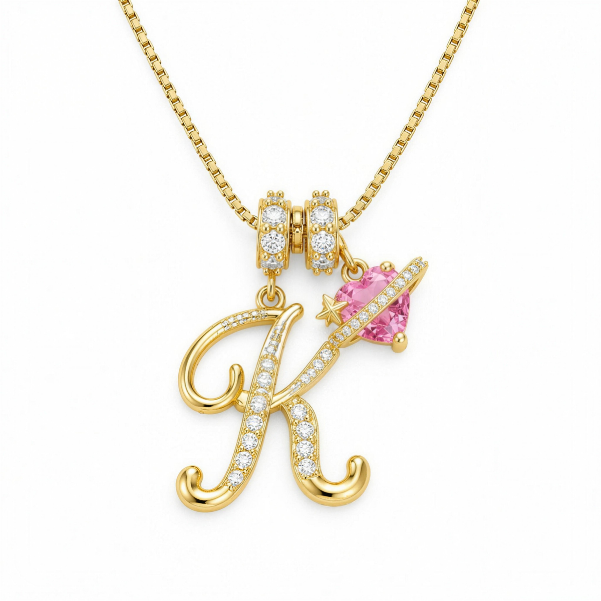 The Sweetheart Initial Necklace Gold 4K