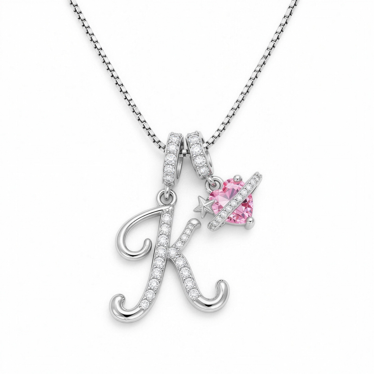 The Sweetheart Initial Necklace Silver 4K