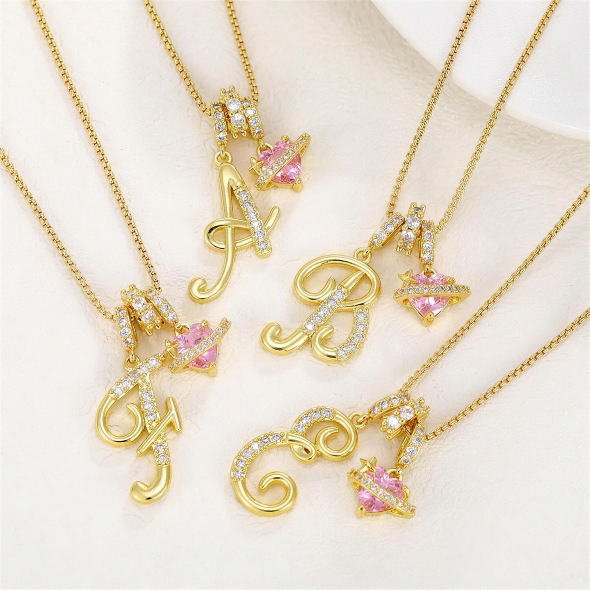 Sweetheart Initial Necklace letters 4K