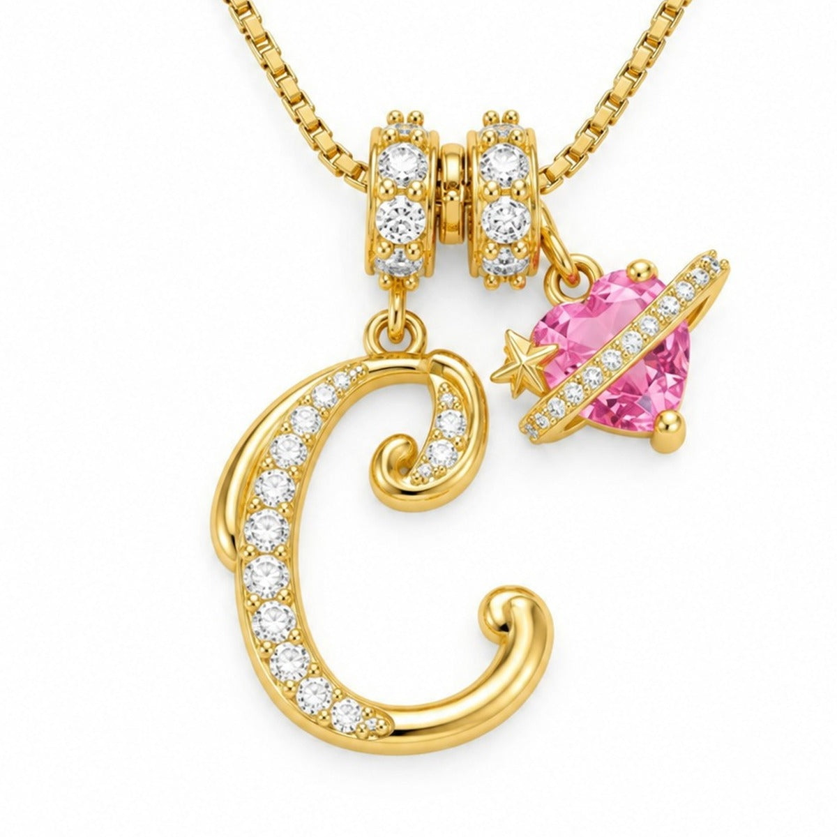 The Sweetheart Initial Necklace Gold letter C