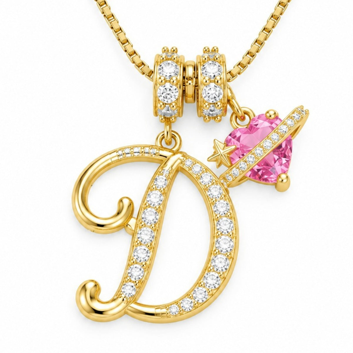 The Sweetheart Initial Necklace Gold letter D
