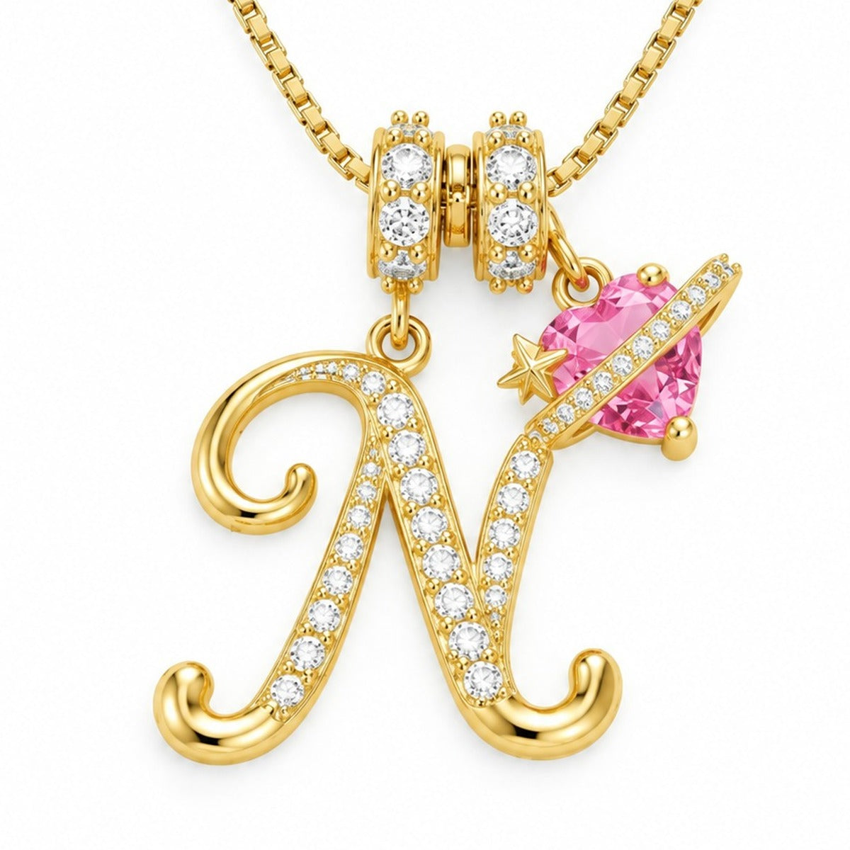 The Sweetheart Initial Necklace Gold letter N