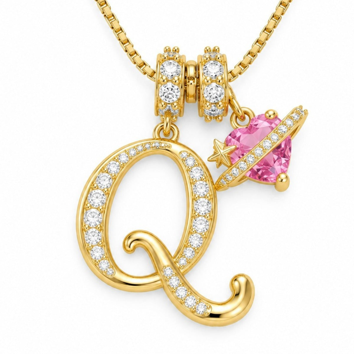 The Sweetheart Initial Necklace Gold letter Q