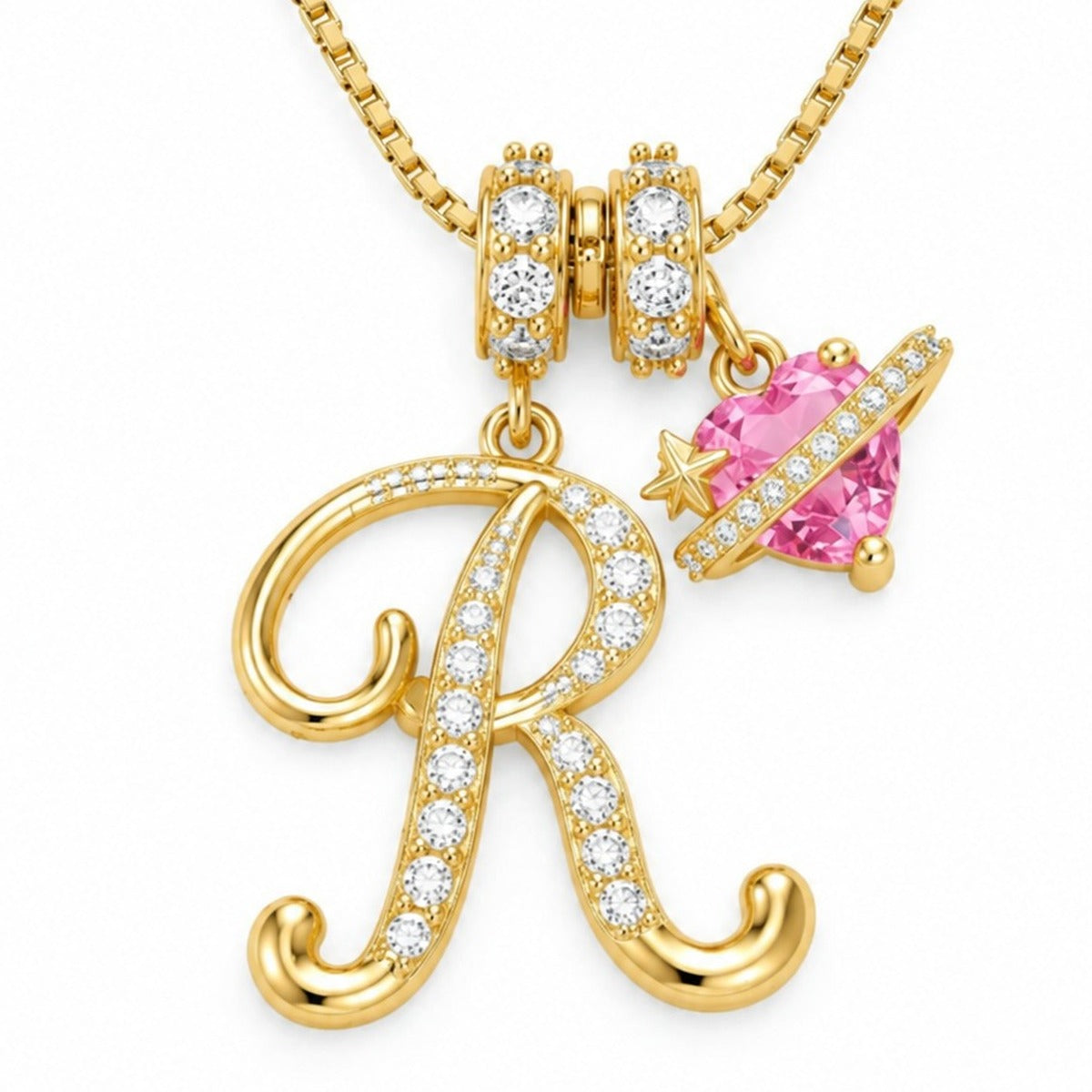 The Sweetheart Initial Necklace Gold letter R
