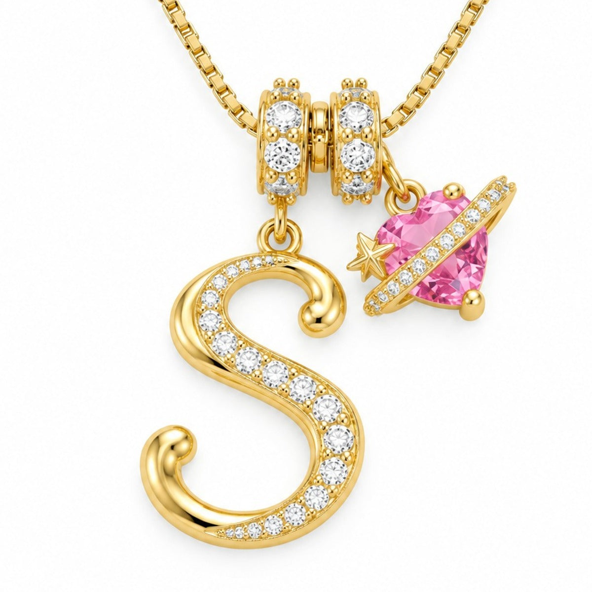 The Sweetheart Initial Necklace Gold letter S