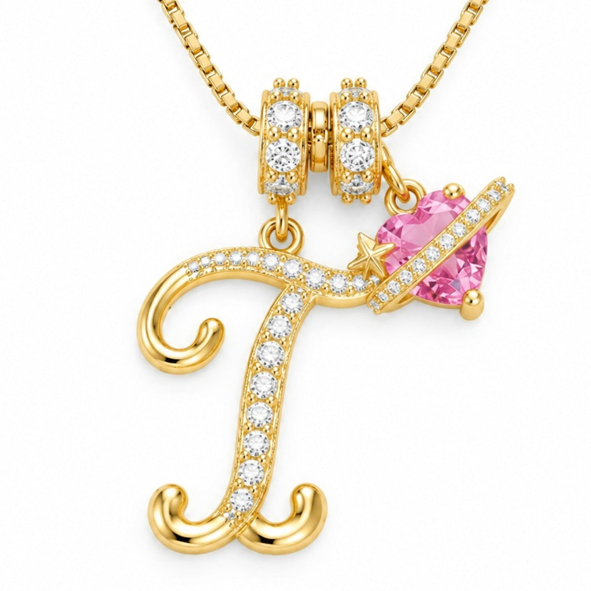 The Sweetheart Initial Necklace Gold letter T