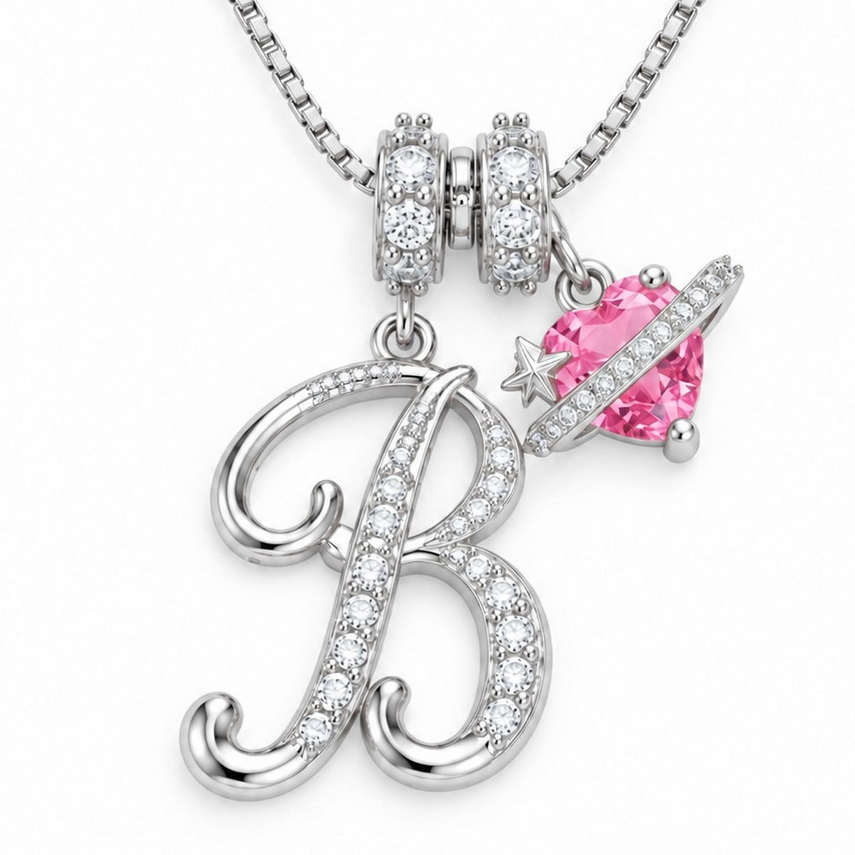 The Sweetheart Initial Necklace Silver letter B