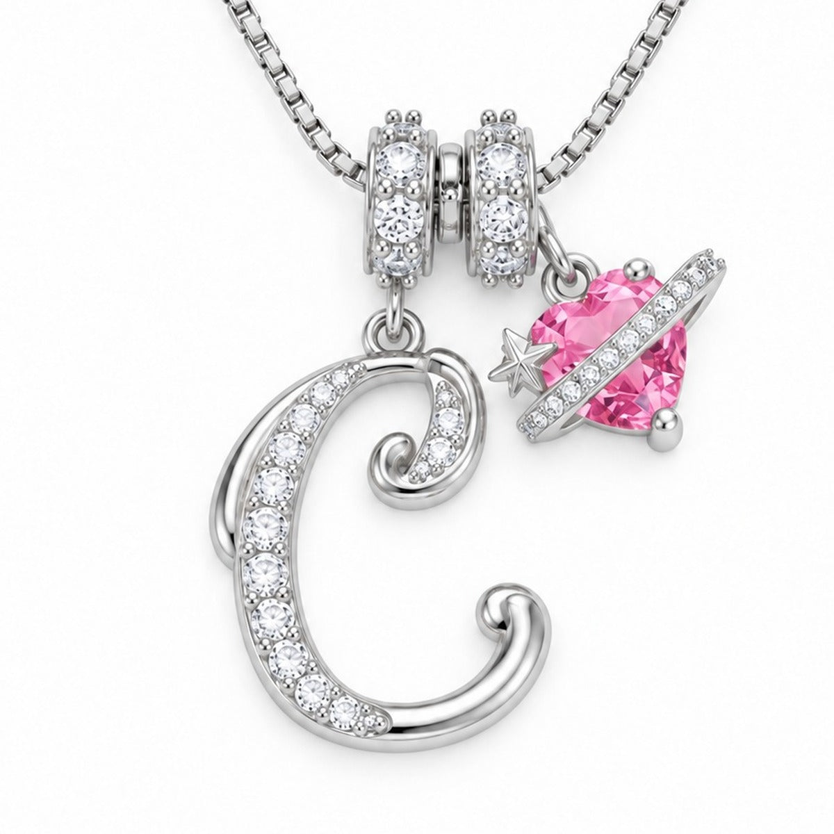 The Sweetheart Initial Necklace Silver letter C