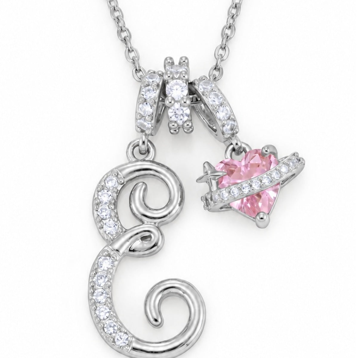 The Sweetheart Initial Necklace Silver letter E