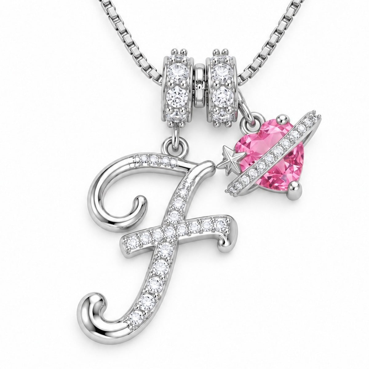 The Sweetheart Initial Necklace Silver letter F