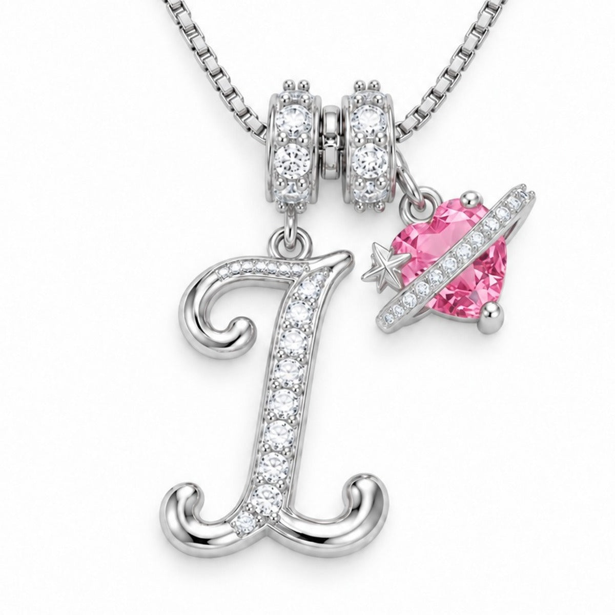 The Sweetheart Initial Necklace Silver letter I