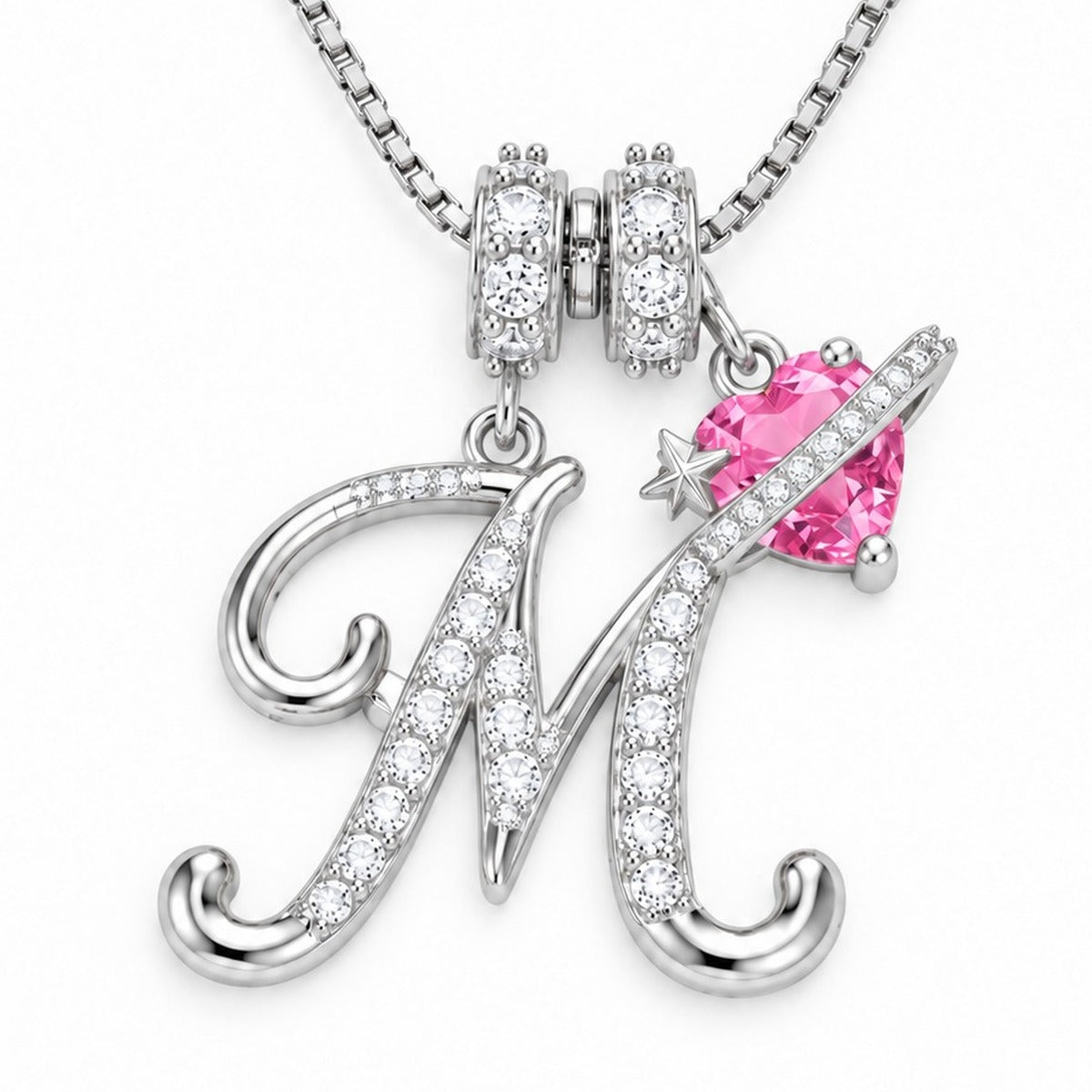 The Sweetheart Initial Necklace Silver letter M