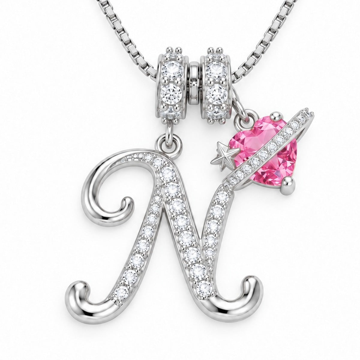 The Sweetheart Initial Necklace Silver letter N