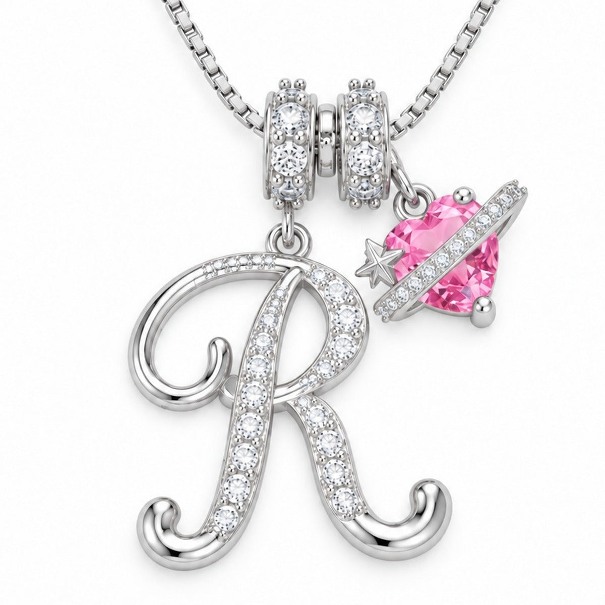 The Sweetheart Initial Necklace Silver letter R
