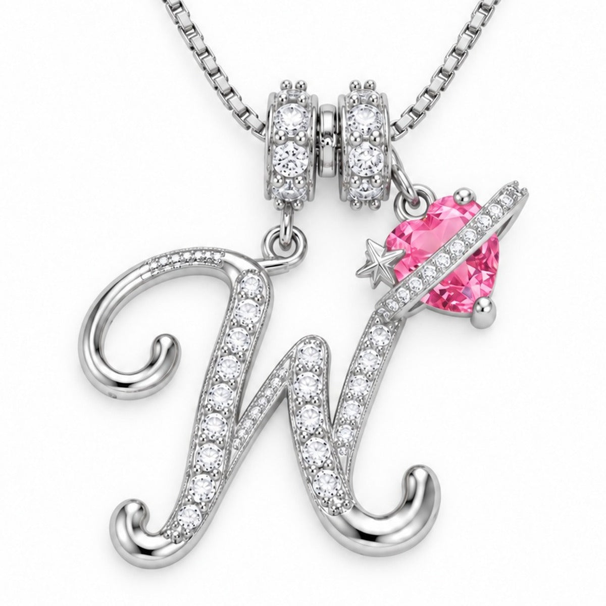 The Sweetheart Initial Necklace Silver letter W