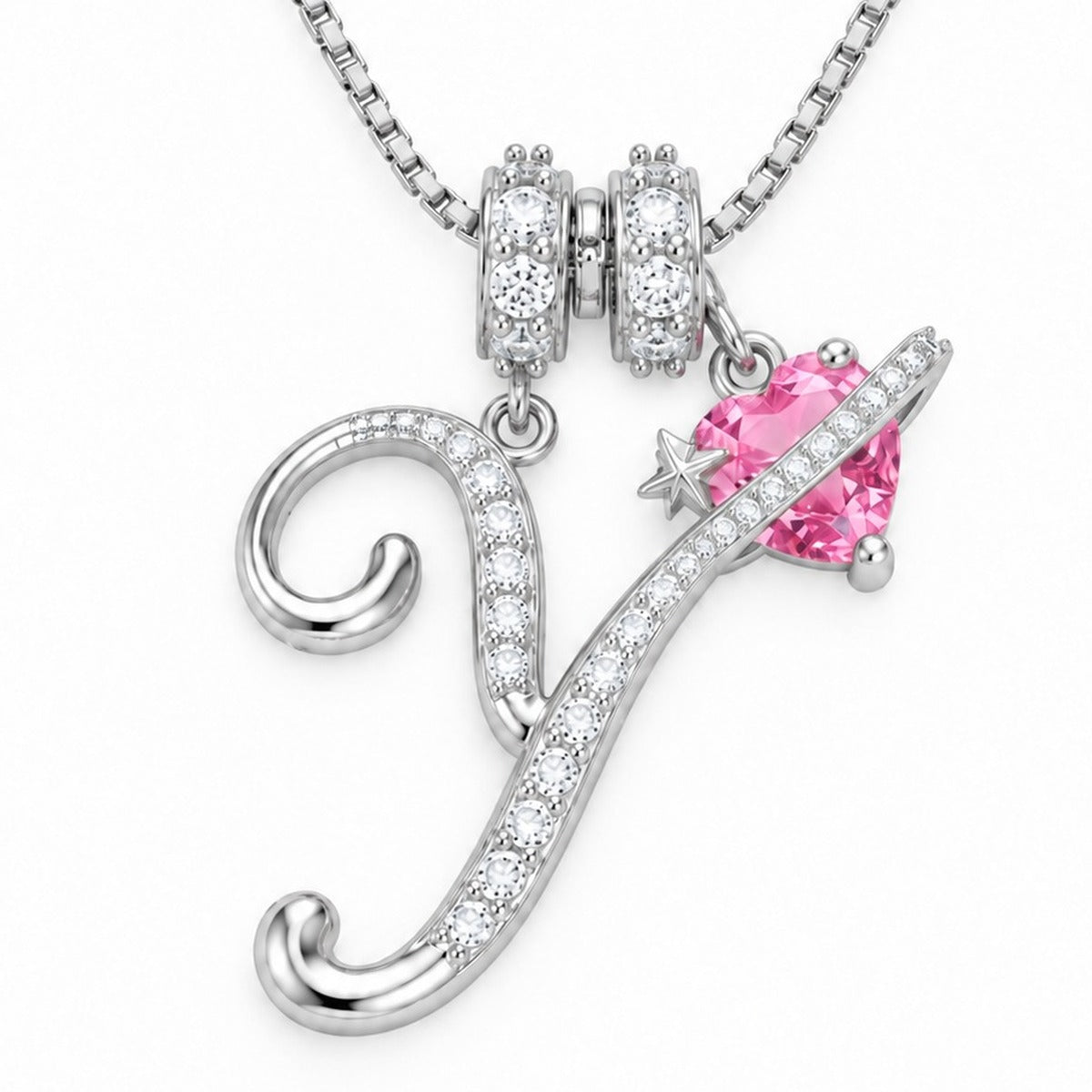 The Sweetheart Initial Necklace Silver letter Y